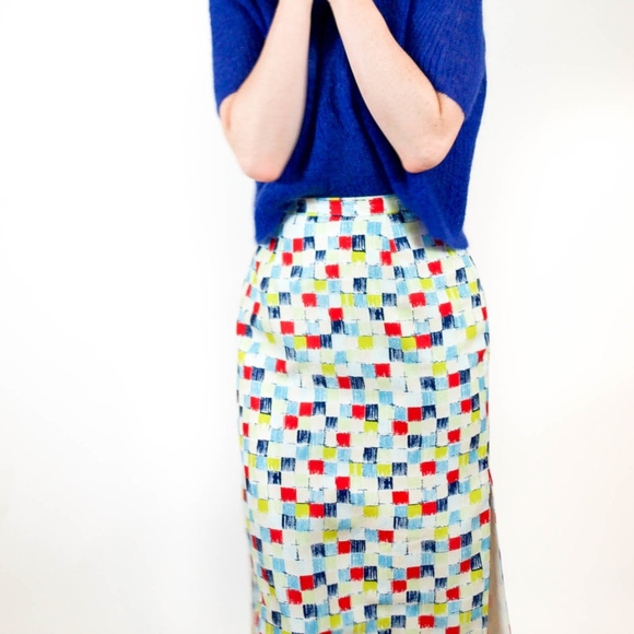 Leone Checkered Midi Skirt with Side Slits - Picture 1 of 2